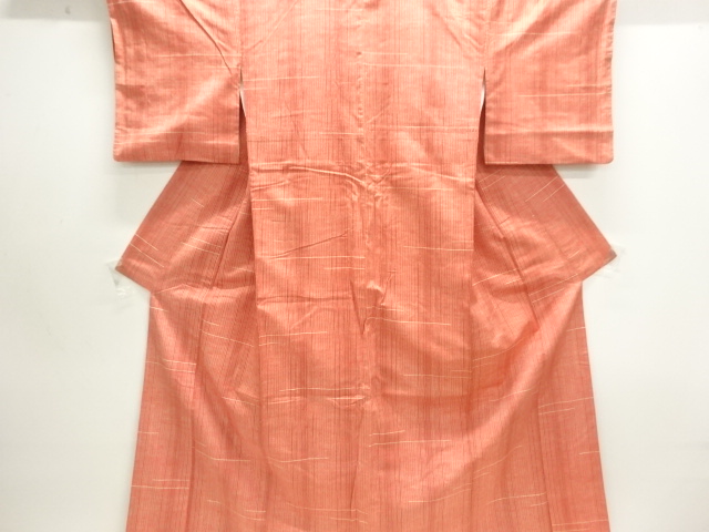 JAPANESE KIMONO / STRIPED PATTERN WOVEN TSUMUGI KIMONO